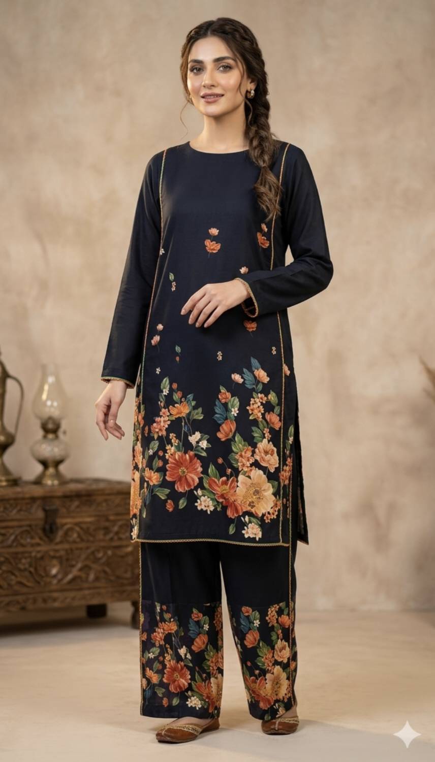 🥳 New Arrivals M-645 Rs.1550 Imported Digital border design Pure Summer ⛱️ Lawn Same print Shirt & Truzer 2pc