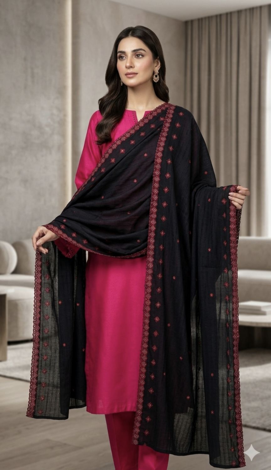 🥳Sale Sale M-664  Rs.1390 ( DC Free) High Quality Embroidery Dorria Self Lawn Chadder (2.5 meter)