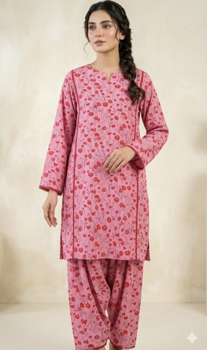 🥳 Sale Sale M-673  Rs.1290  Imported Digital Korean Georgette Same print Shirt & Truzer 2pc