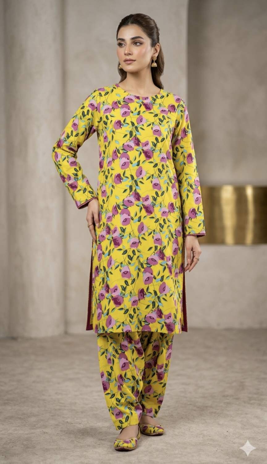 🥳 Sale Sale M-669  Rs.1290  Imported Digital Korean Georgette Same print Shirt & Truzer 2pc