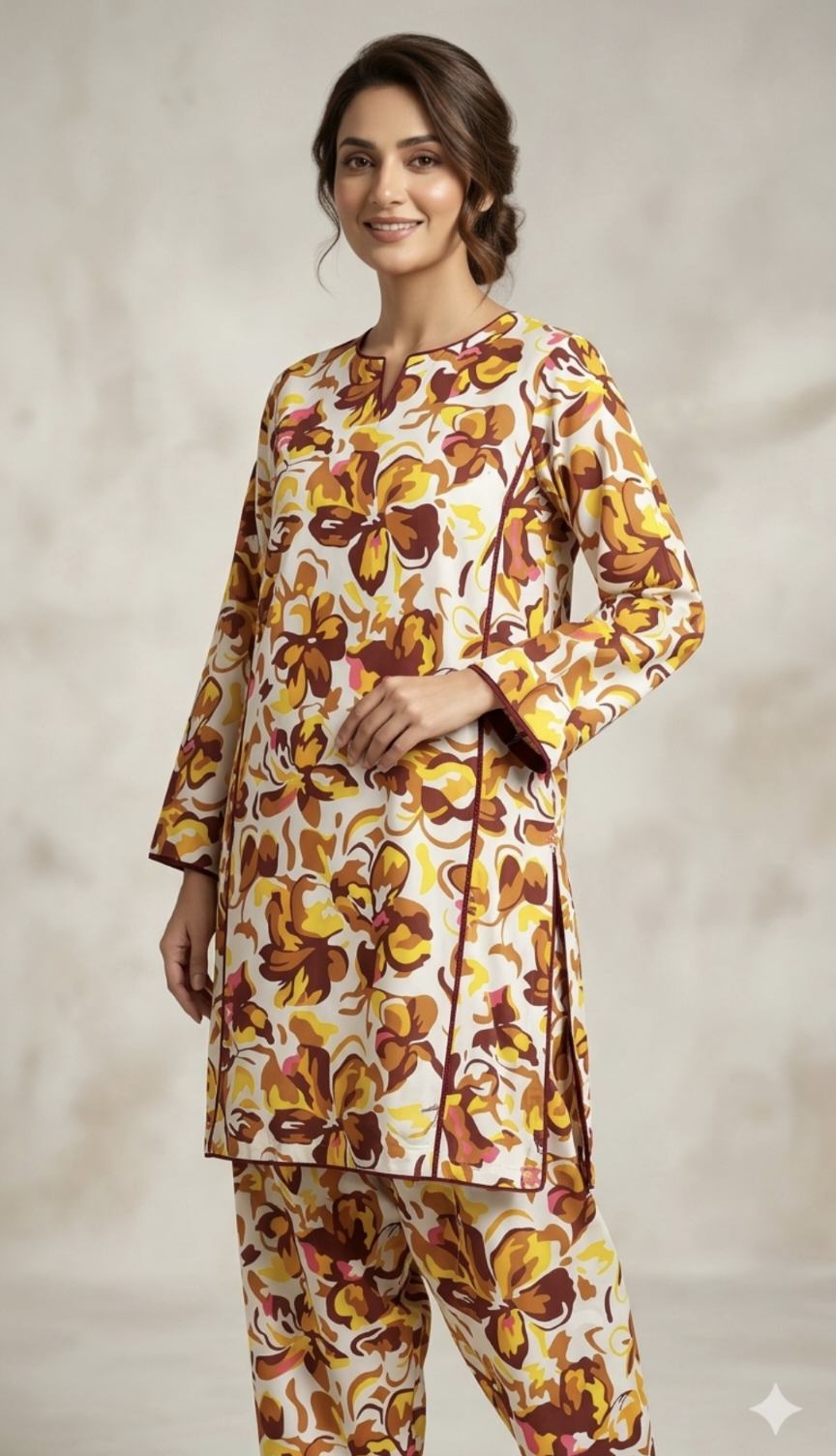 🥳 Sale Sale M-665  Rs.1290  Imported Digital Korean Georgette Same print Shirt & Truzer 2pc