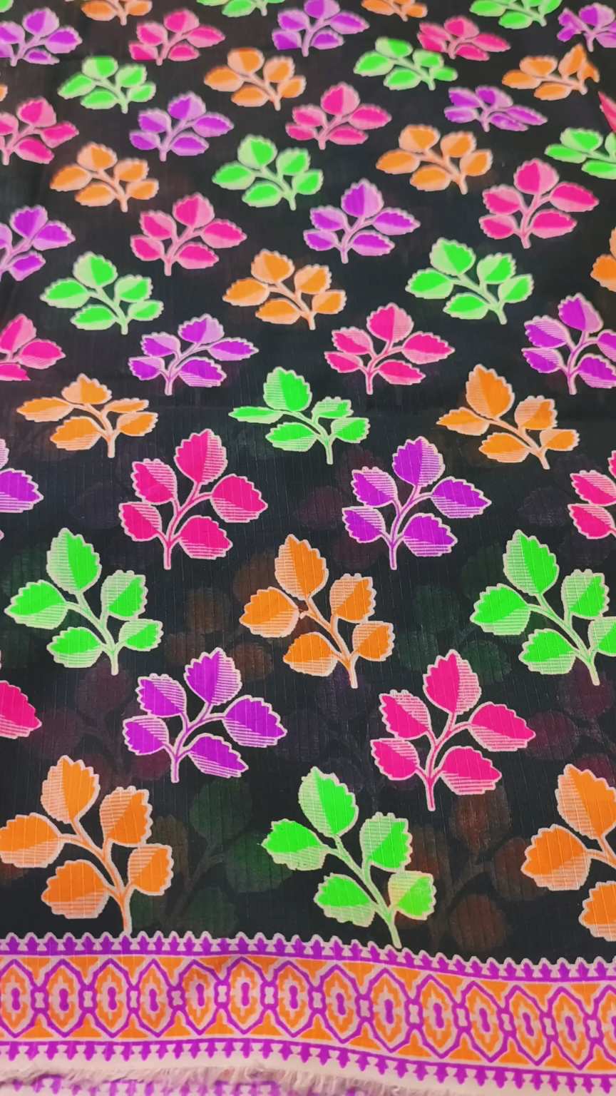 🥳 Sale Sale M-688  Rs.1590 Imported Digital Bana Dorria Hi-Lighter Color pure Summer Lawn Same print Shirt & Truzer 2pc -