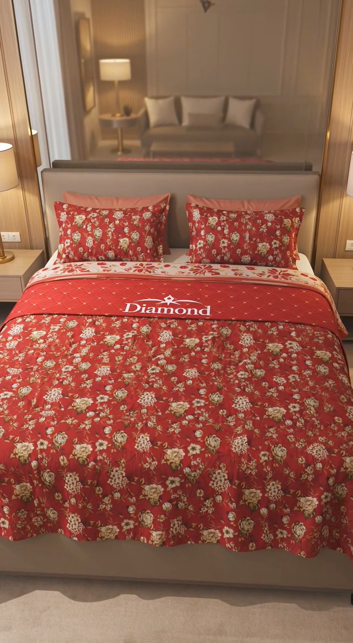 Sale Sale M-702 Rs 1490 Diamond Branded Crystal Cotton Double BedSheet with 2 pillow