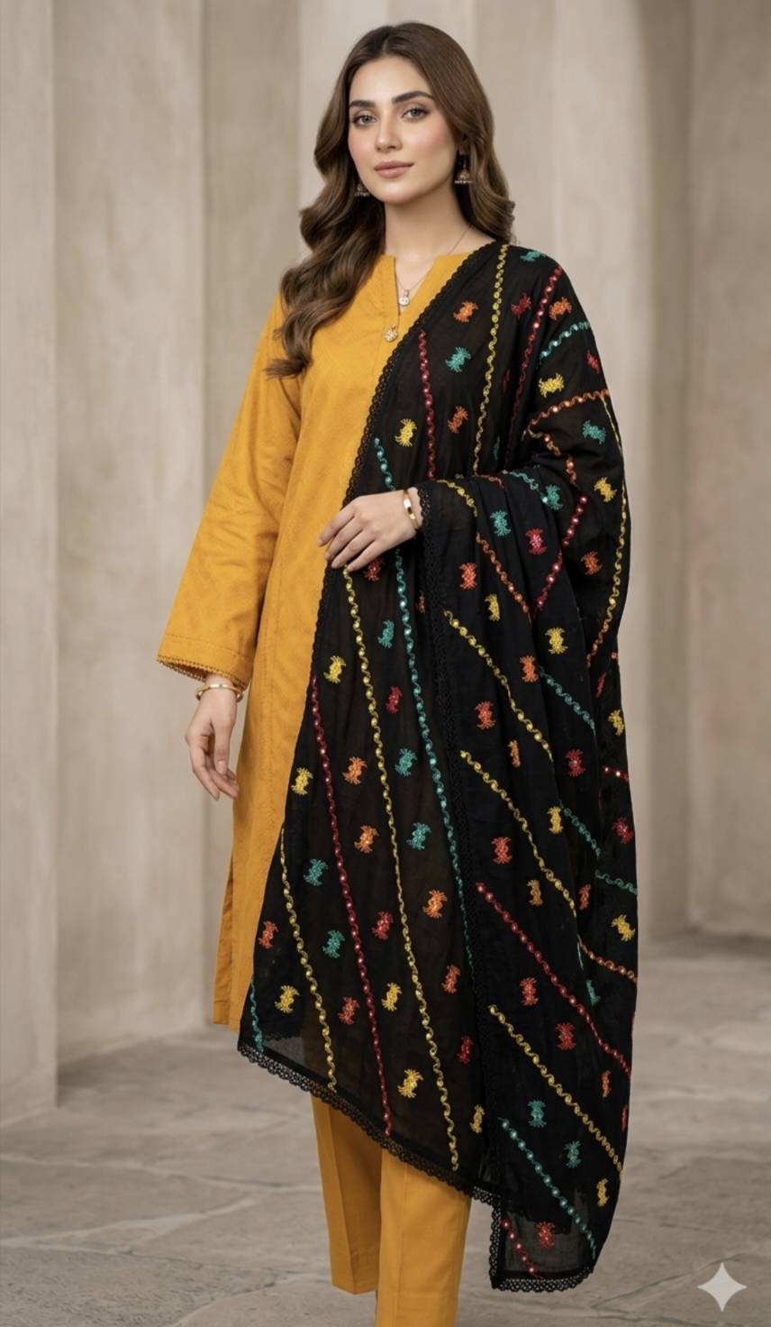 🥳 Sale Sale M-795  Rs.1650  ( DC Free) The Most Hi demanding Bolochi Embroidery jall in  Summer kirincle Lawn Stuff Chadder (2.5 meter)