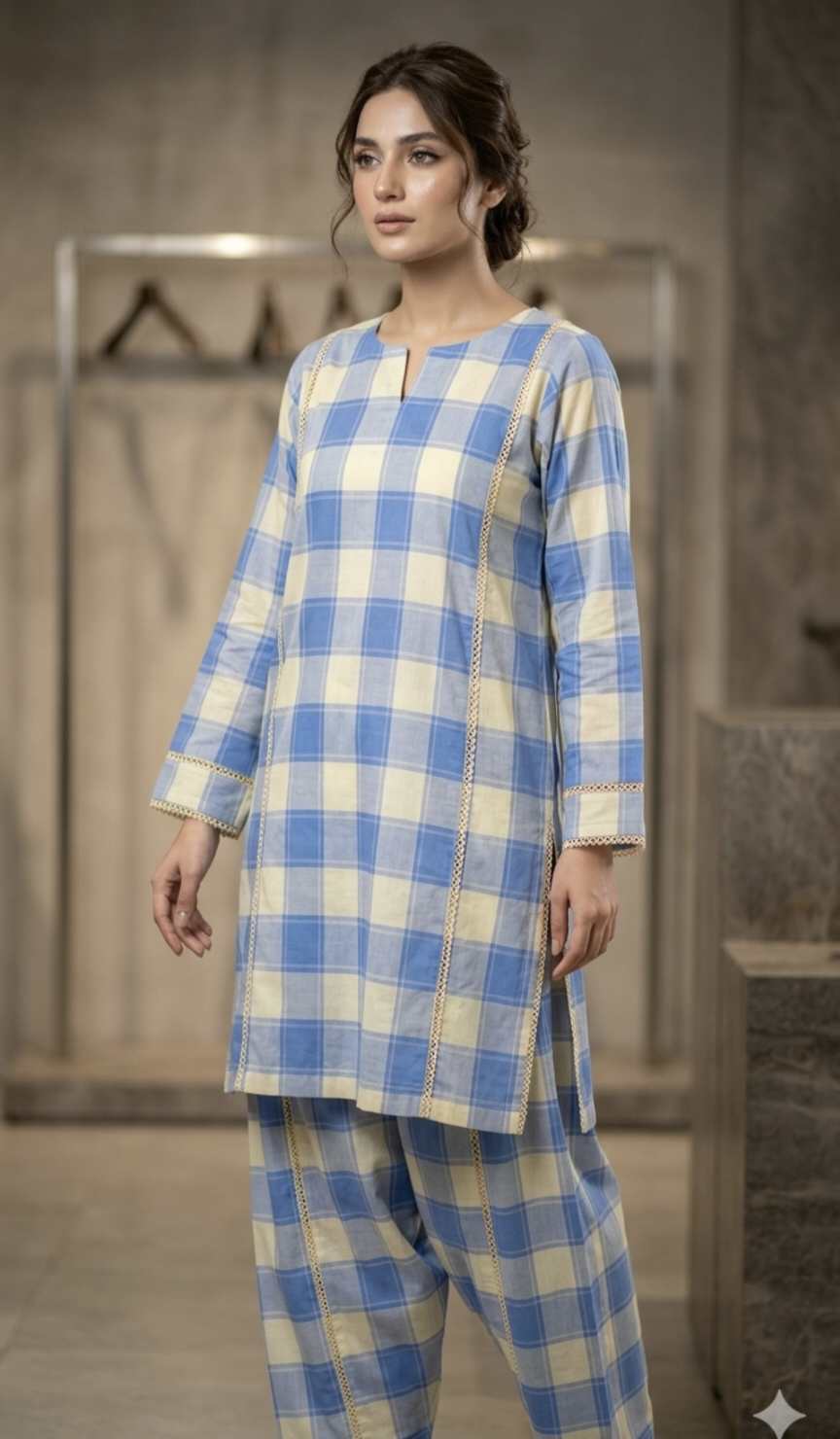 🥳 Big Sale Sale M-757 Rs.1390  Imported Cotton Same print Shirt & Trouser 2pc