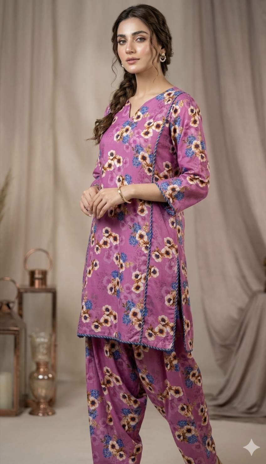 Sale Sale M-743  Rs.1390 Imported Digital Pure Summer ⛱️ Lawn Same print Shirt & Trzer 2pc