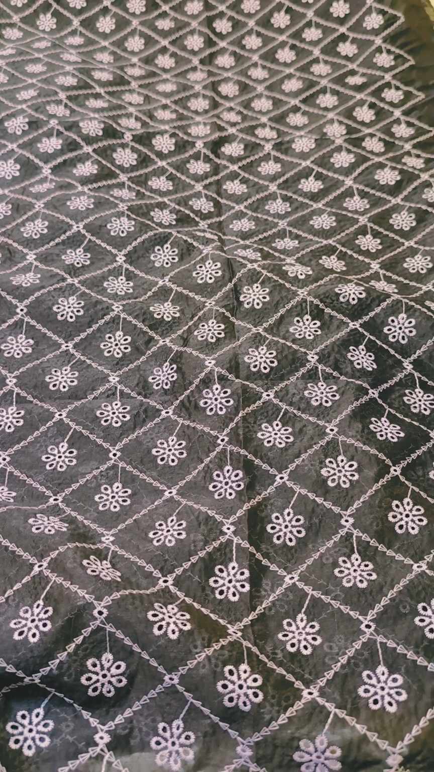 🥳 Sale Sale M-838  Rs.1650. Imported 3-D ChickenKari Embroidery in high quality paper Silky Lawn Shirt