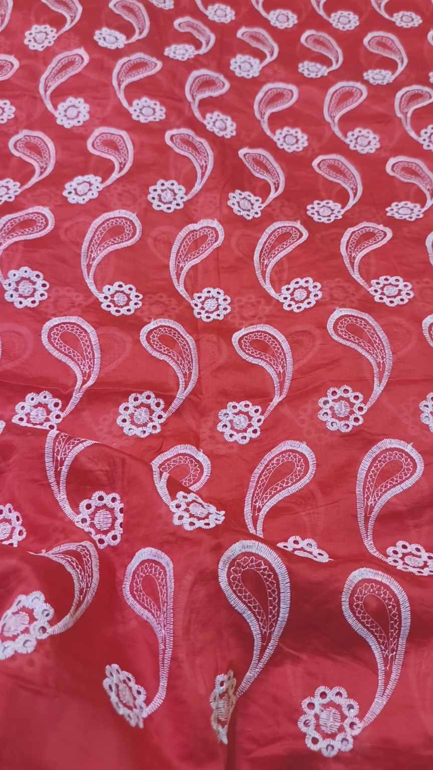 🥳 Sale Sale M-836  Rs.1650. Imported 3-D ChickenKari Embroidery in high quality paper Silky Lawn Shirt