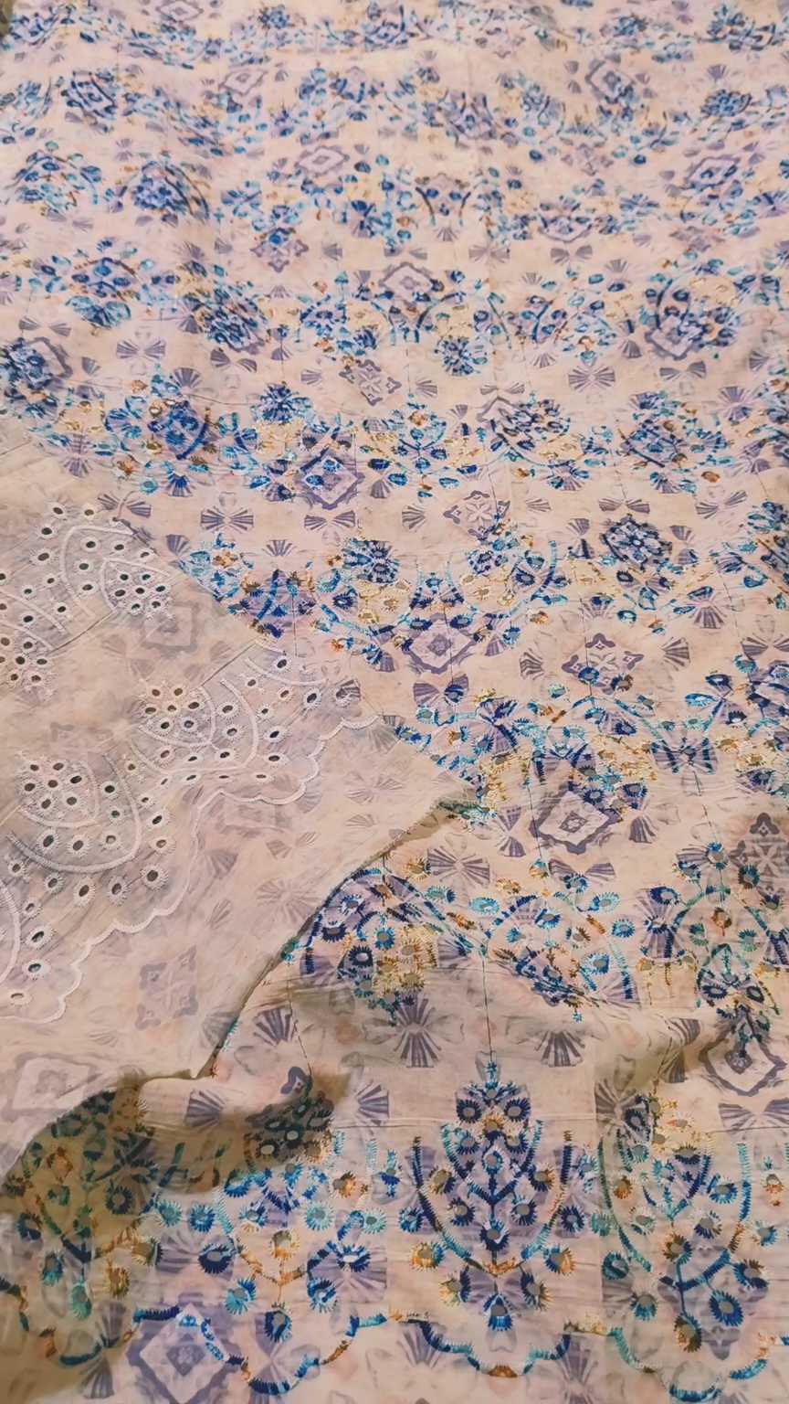 🥳 Sale Sale M-1148  Imported Shiffli Embroidery  Print ChickenKari Pure Summer ⛱️ Lawn only Shirt