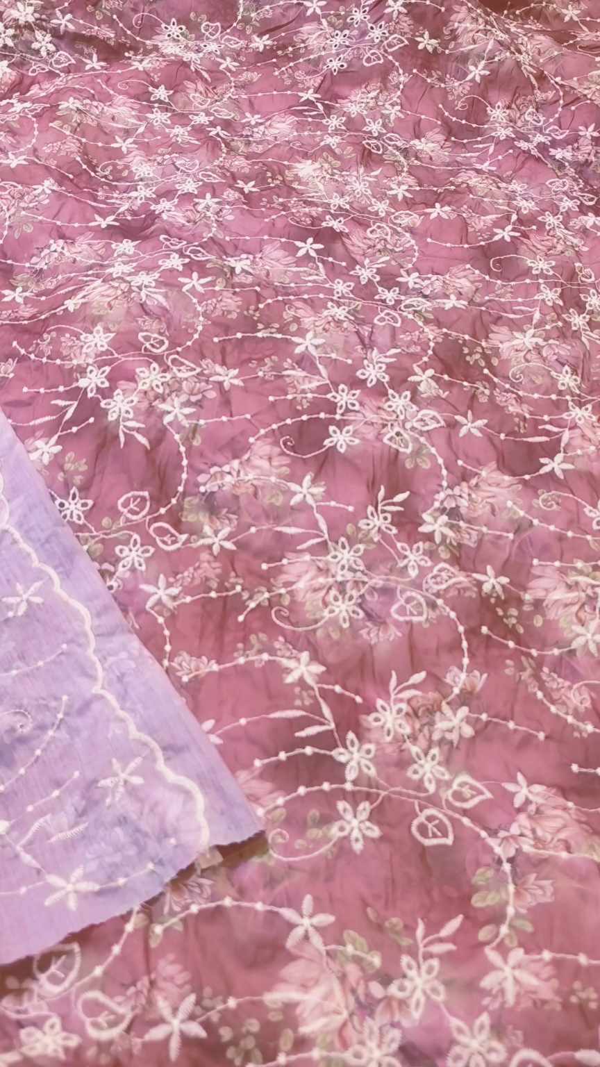 🥳 Sale Sale M-1470  Imported Shiffli Embroidery Printed ChickenKari Silky Summer ⛱️ Lawn only Shirt