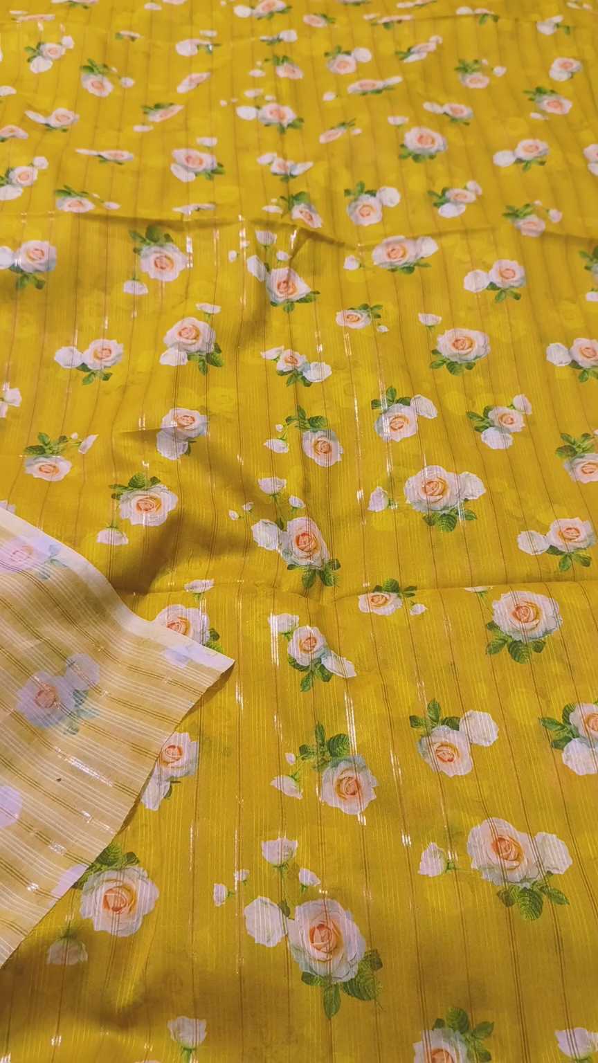 M-1625  Imported  Digital High quality Golden & Silver Zaree Line Pure Summer ⛱️ Dorria  Lawn Same print Shirt & Trzer 2pc