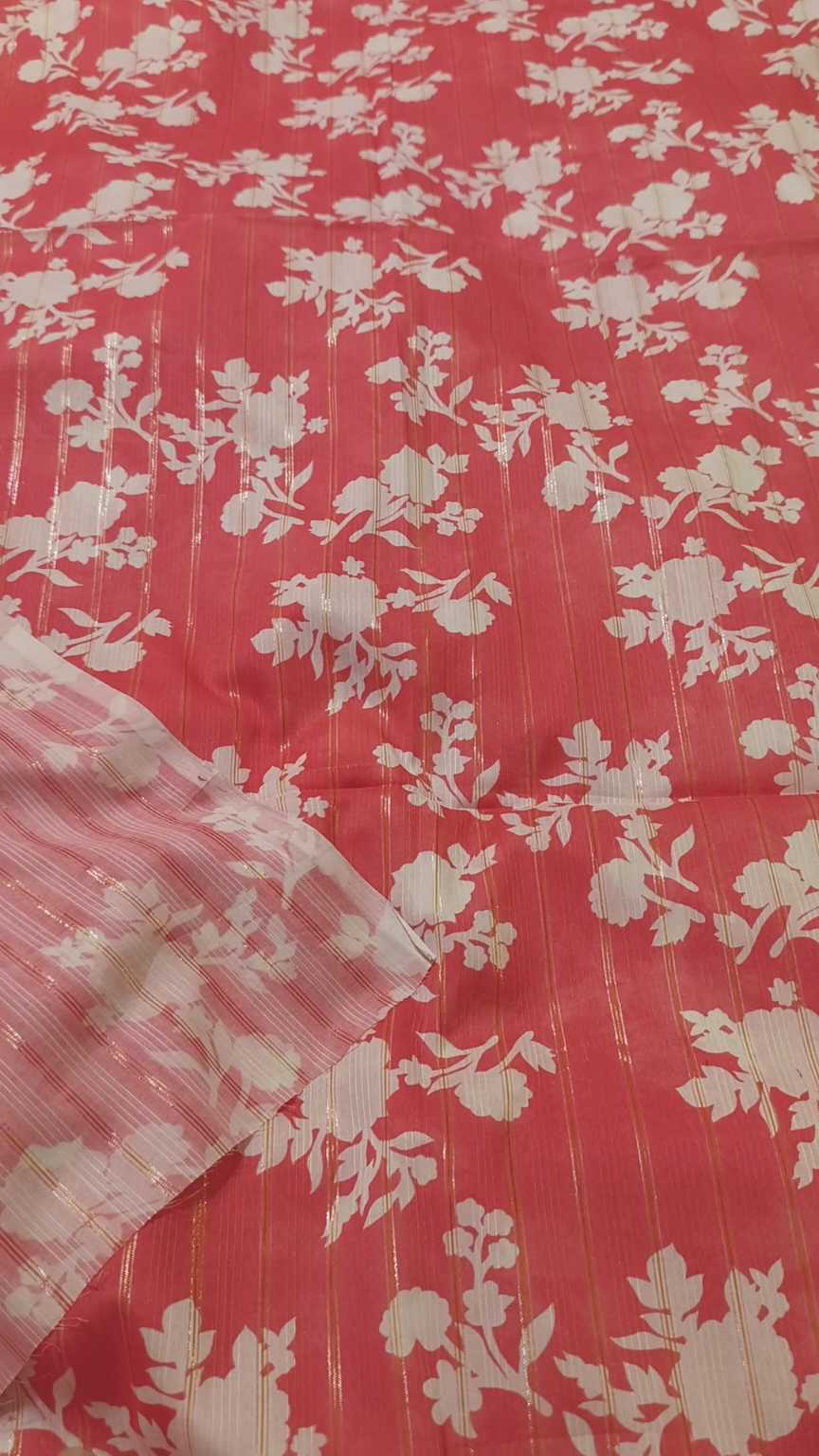 M-1624  Imported  Digital High quality Golden & Silver Zaree Line Pure Summer ⛱️ Dorria  Lawn Same print Shirt & Trzer 2pc