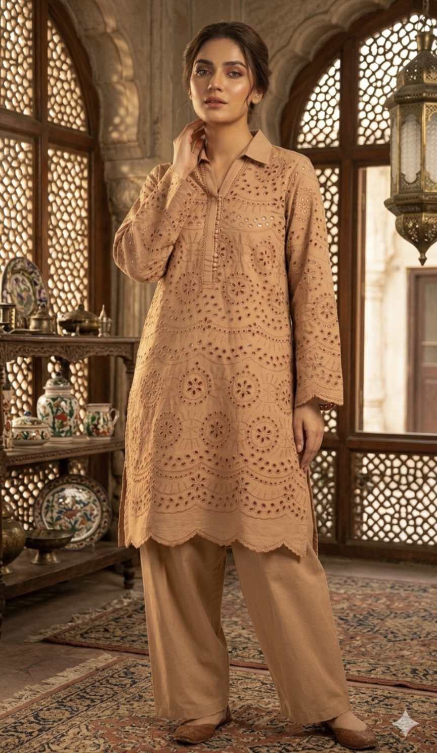 🥳 Sale Sale M-904  Rs.1590  Imported High quality 3-D ChickenKari Embroidery in Pure Summer Lawn Shirt