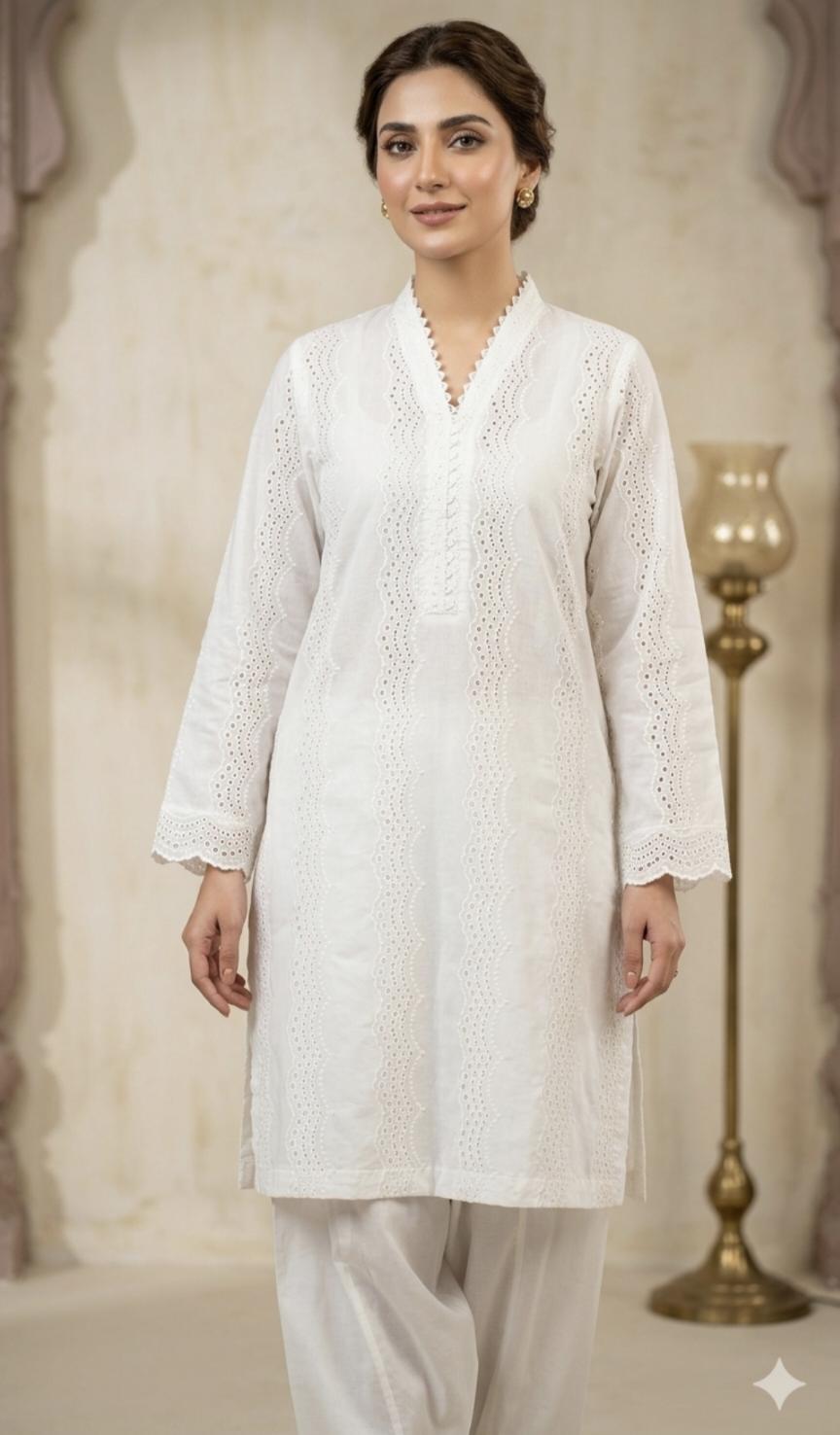 🥳 Sale Sale M-903  Rs.1590  Imported High quality 3-D ChickenKari Embroidery in Pure Summer Lawn Shirt