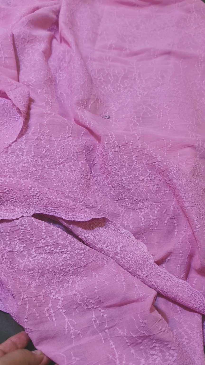 🥳 Big Sale M-1067 Rs.1190 . Imported Most Luxurious 3-D chickenKari Embroidery in khaddi   Lawn Shirt