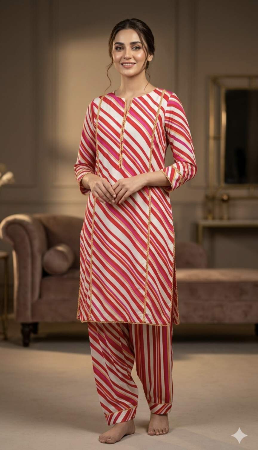 🥳 Sale Sale M-1035  Rs.1290 Imported Digital Korean Georgette Same print Shirt & Truzer 2pc