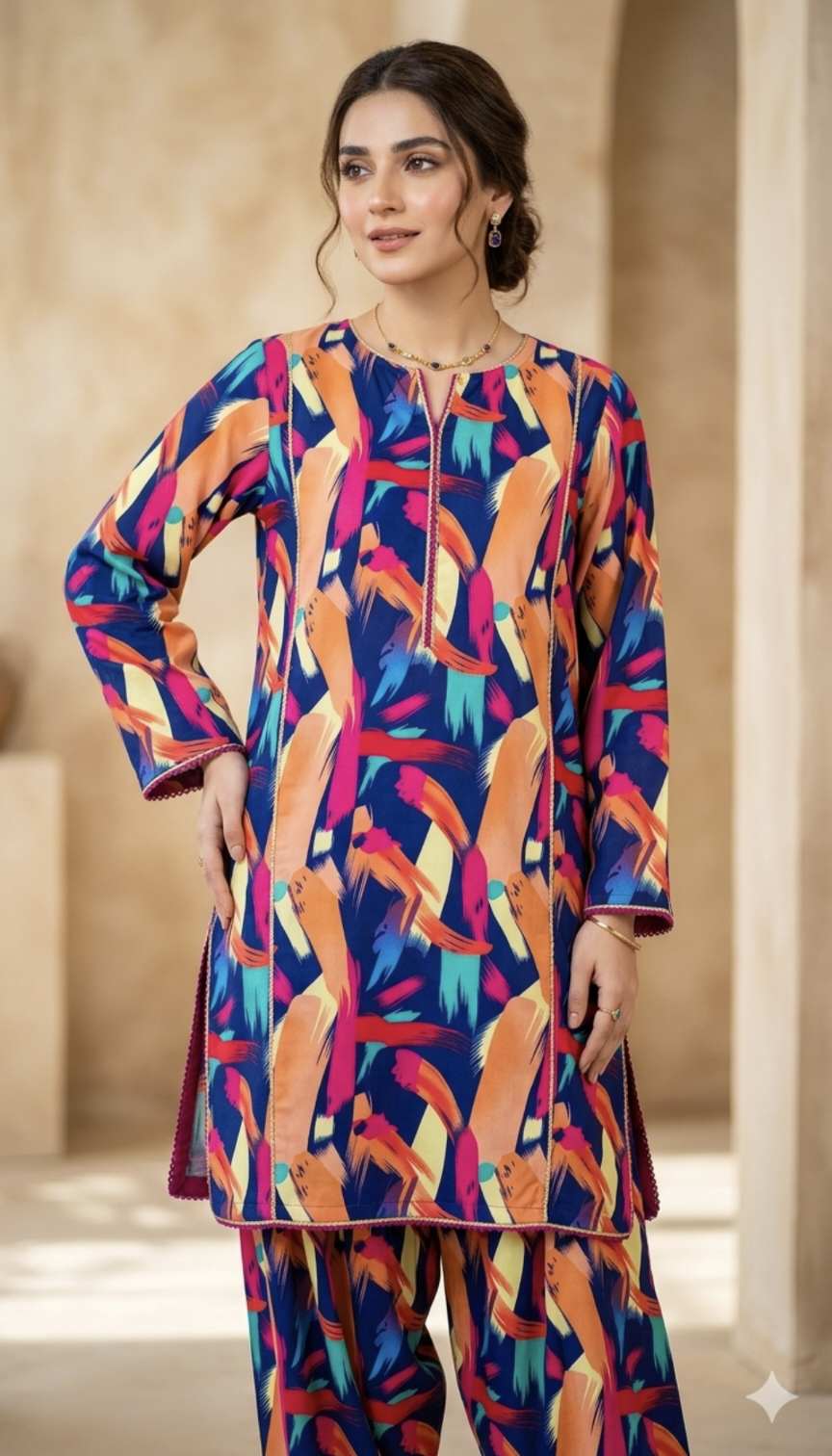 🥳 Sale Sale M-1033  Rs.1290 Imported Digital Korean Georgette Same print Shirt & Truzer 2pc