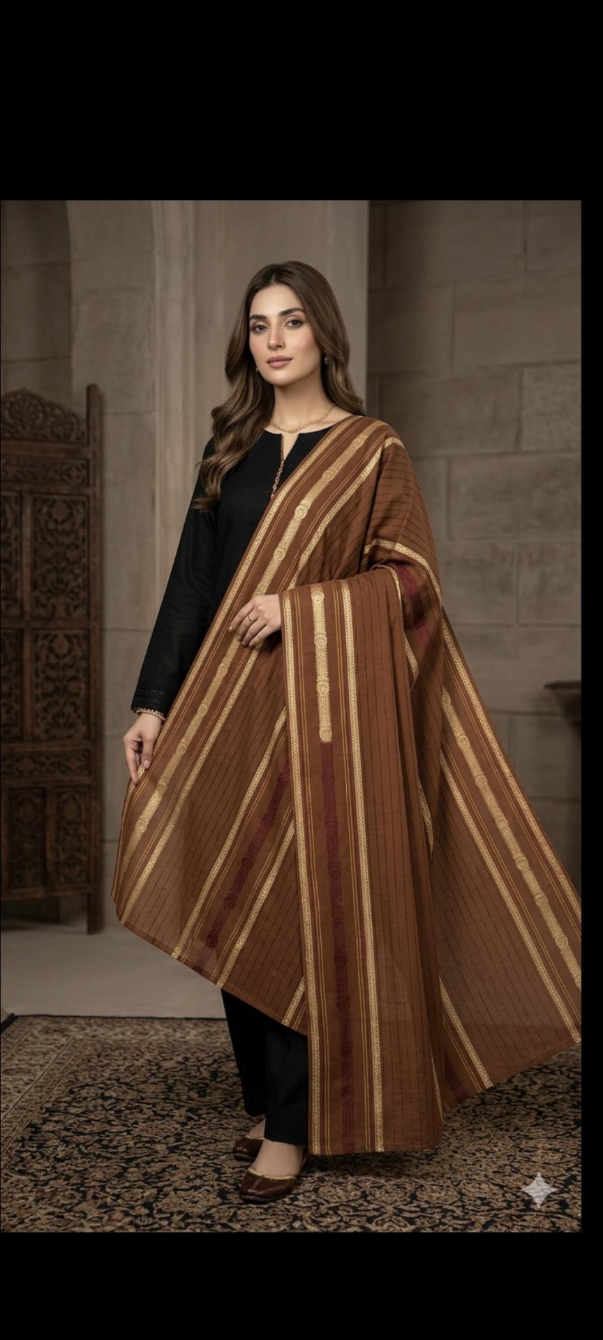 🥳😱 Big Sale M-1117  Rs.1290. (Dc Free) Jacquard Tarkashi Dorria pure Summer Lawn Chadder (2.5 Meter)