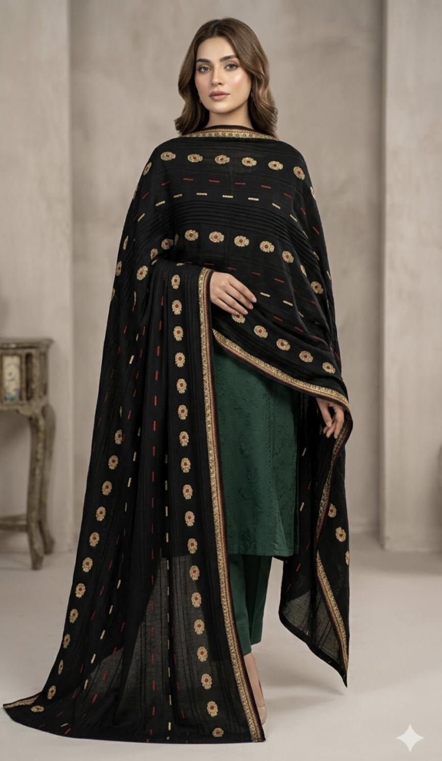 🥳😱 Big Sale M-1114  Rs.1290. (Dc Free) Jacquard Tarkashi Dorria pure Summer Lawn Chadder (2.5 Meter)