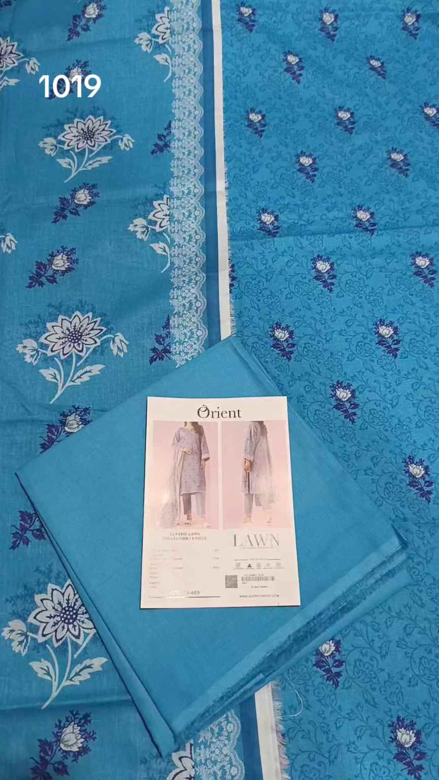 3pc .Sale Sale M-1019  Rs.2450 Branded (Orient) 3pv Lawn suit with packing