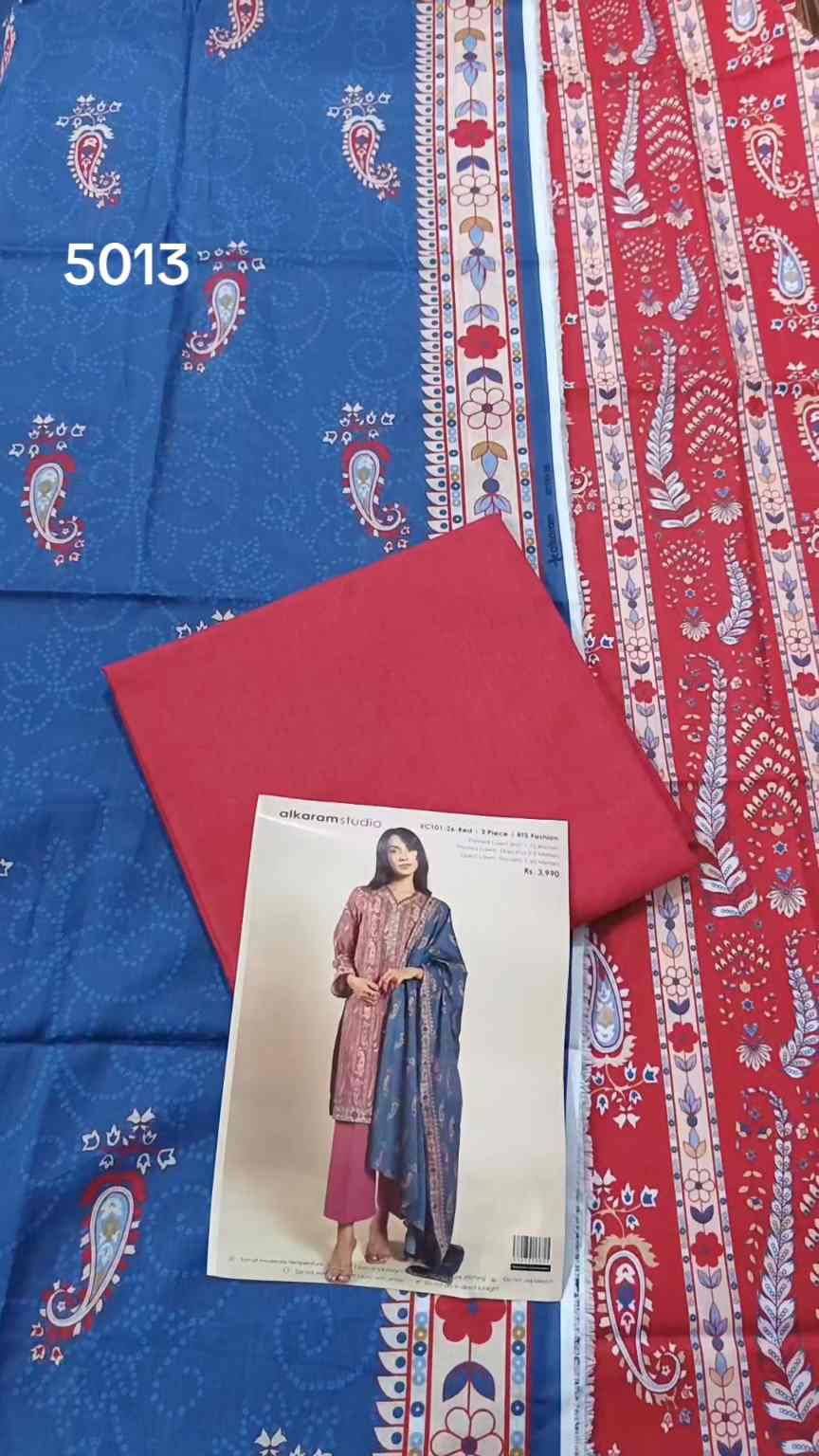 3pc .Sale Sale M-5013 Rs.2450 Branded (Alkaram Studio) 3pv Lawn suit with packing -