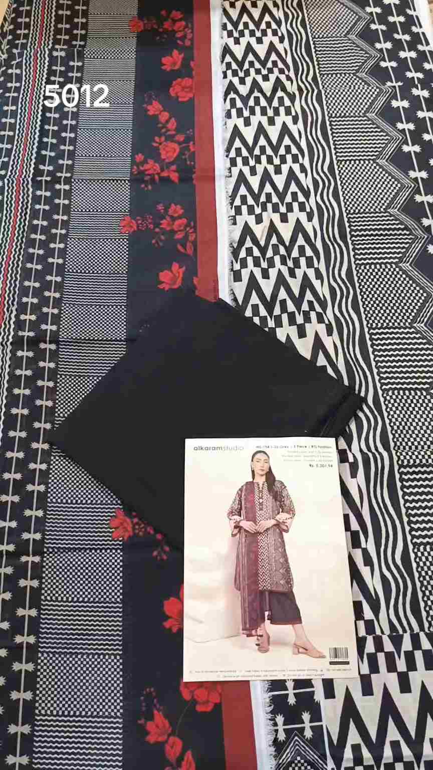 3pc .Sale Sale M-5012. Rs.2450 Branded (Alkaram Studio) 3pv Lawn suit with packing -