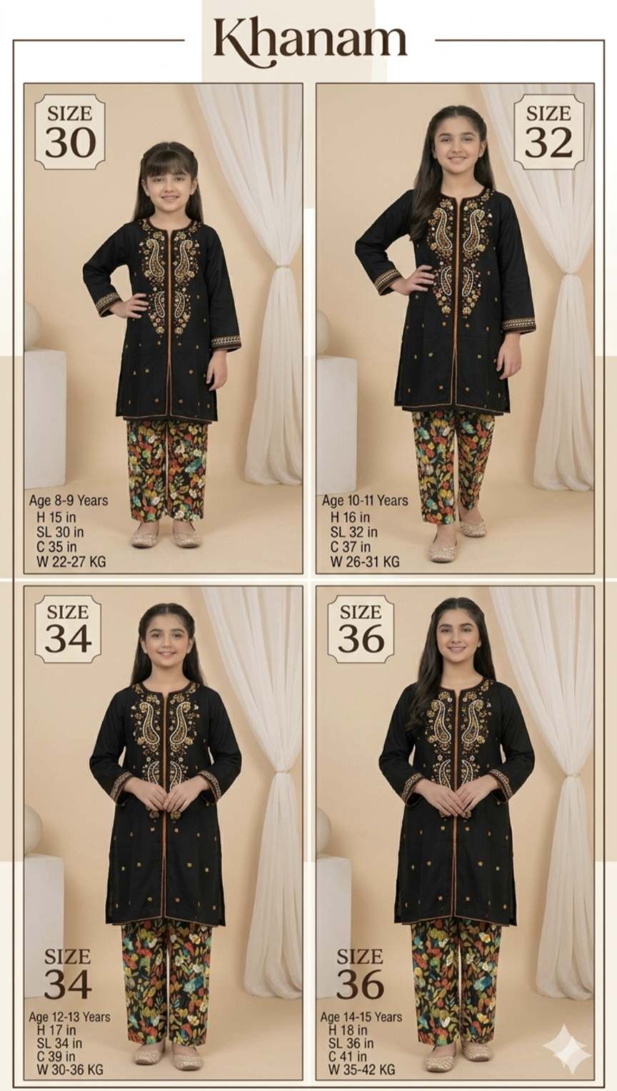 (For 36  size kids) 🥳Big Sale M-5029 Rs.2350 Khanam Brand  kids Collection  Limited Stock  (Age 14 to 15 Year)(Weight 35  to 42 Kg)