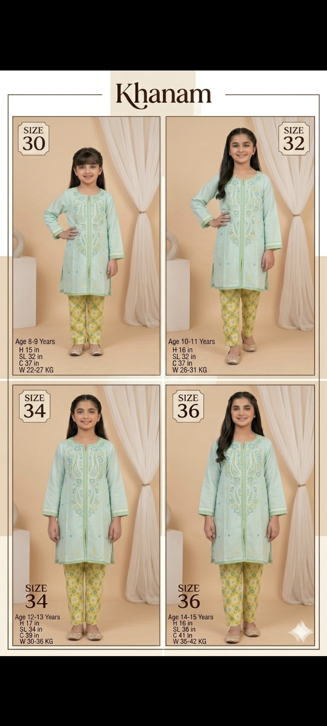 (For 34 size kids) 🥳Big Sale M-5024 Rs.2350 Khanam Brand kids Collection Limited Stock (Age 12 to 13 Year)(Weight 30 to 36 Kg)