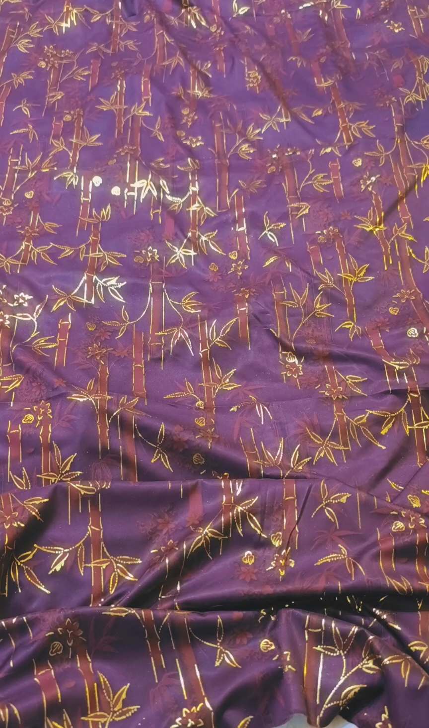 🥳 Sale Sale M-1161 Rs.1450  Imported Embossed Gold Lekar paint (Lawn+ Silk) Mix Summer voil Silk Stuff Same print Shirt & Trouser 2pc -