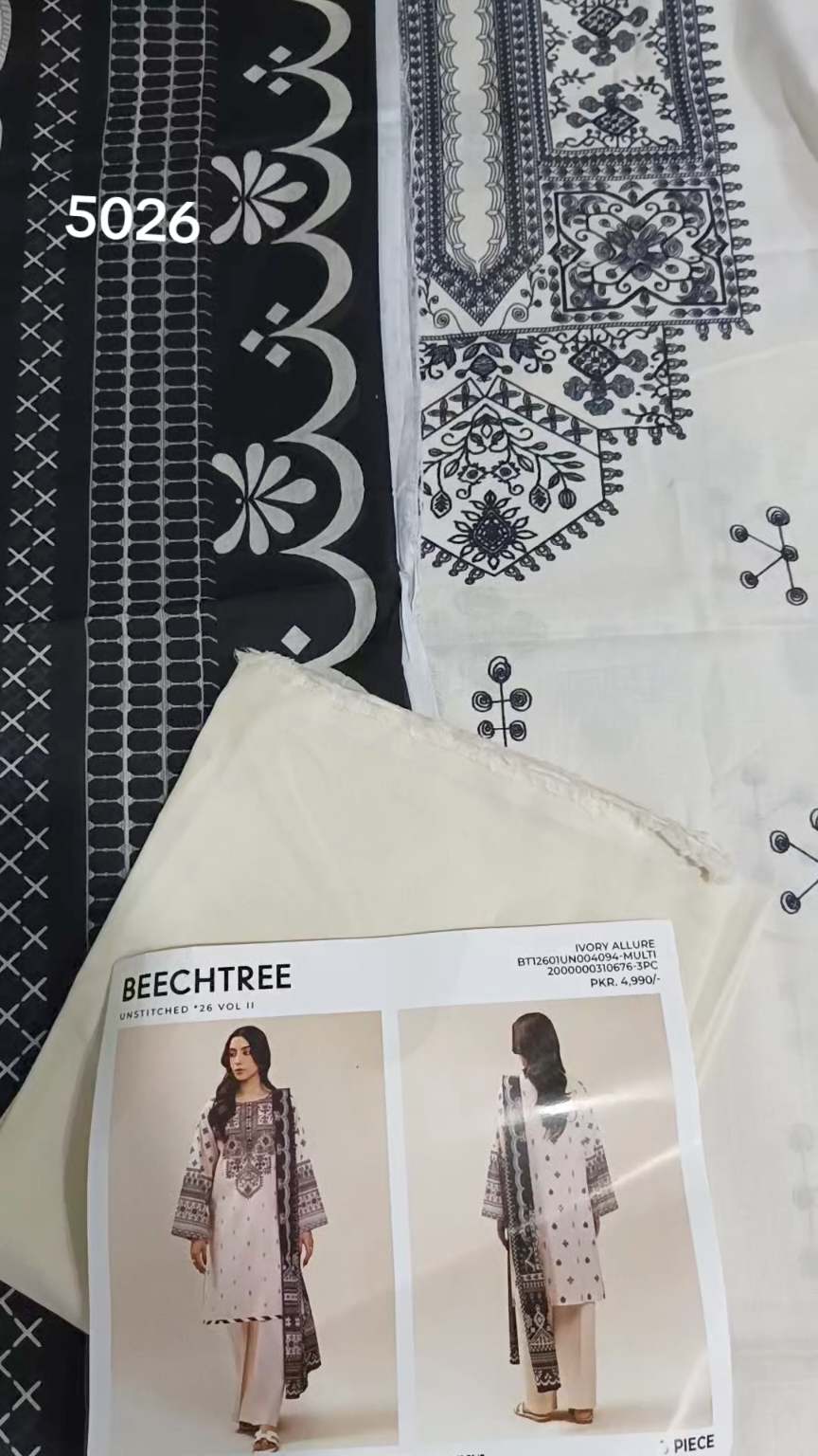 3pc .Sale Sale M-5026 Rs.2450 Branded (Beechtree) 3pv Lawn suit with packing