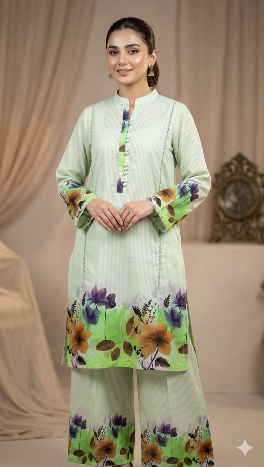 🥳 Big Sale M-1197  Rs.1590 Imported Luxury overall Suit Daman Print Dorria Pure Summer Lawn Sane print Shirt & Truzer 2pc