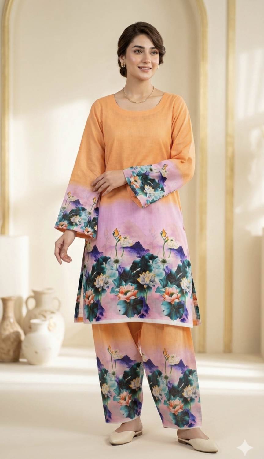 🥳 Big Sale M-1196  Rs.1590 Imported Luxury overall Suit Daman Print Dorria Pure Summer Lawn Sane print Shirt & Truzer 2pc