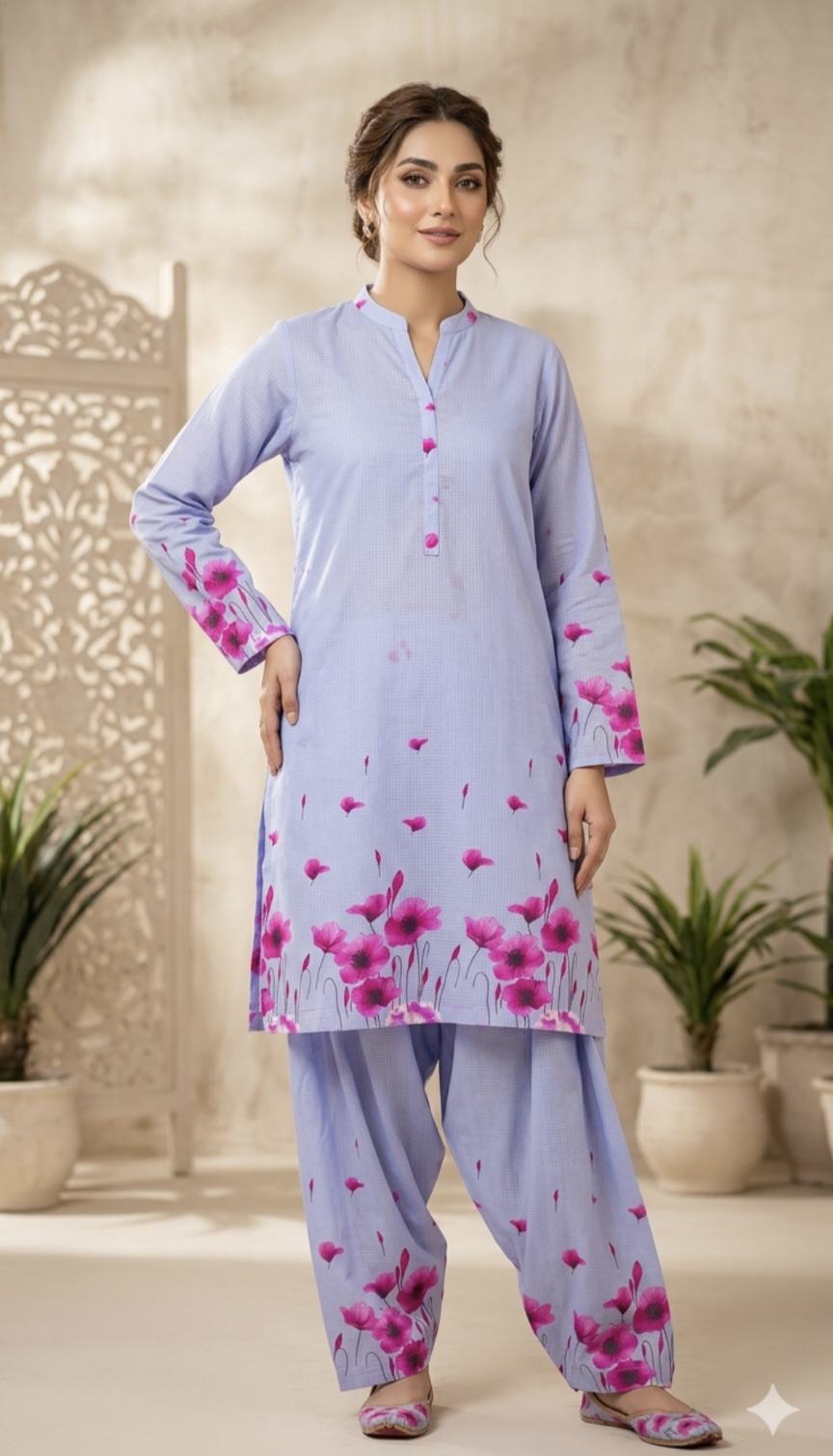 🥳 Big Sale M-1191  Rs.1590 Imported Luxury overall Suit Daman Print Dorria Pure Summer Lawn Sane print Shirt & Truzer 2pc