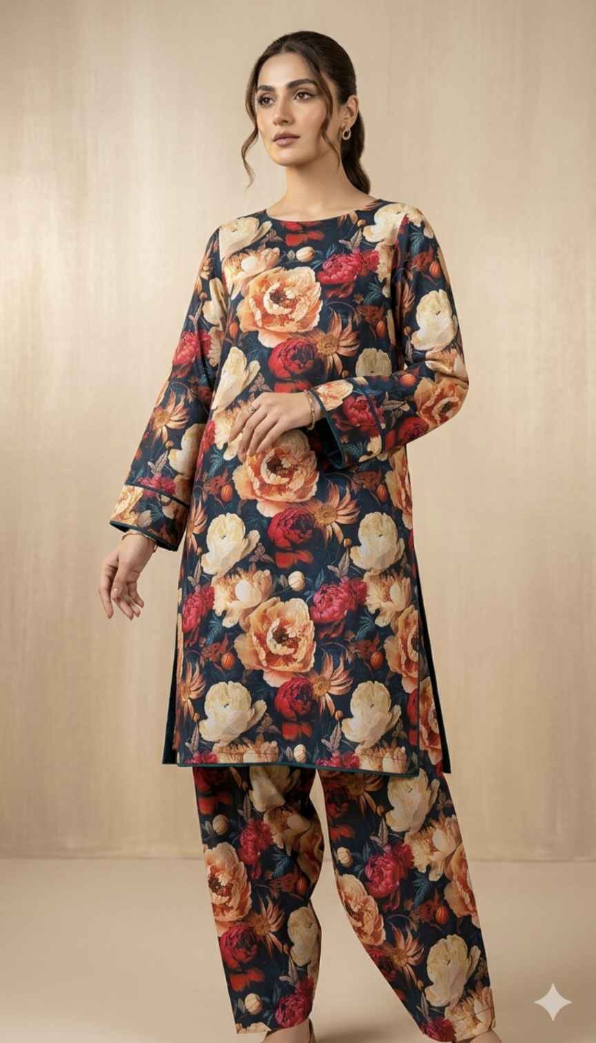 🥳 Sale Sale M-1224 Rs.1490 Imported Digital Pure Summer Lawn Same Print Shirt &, Truzer 2pc