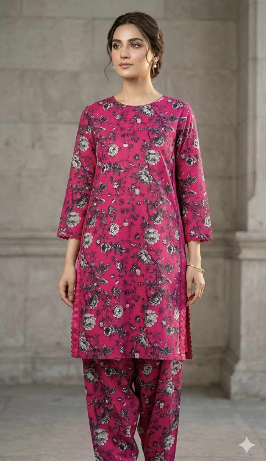 🥳 Sale Sale M-1222  Rs.1490 Imported Digital Pure Summer Lawn Same Print Shirt &, Truzer 2pc