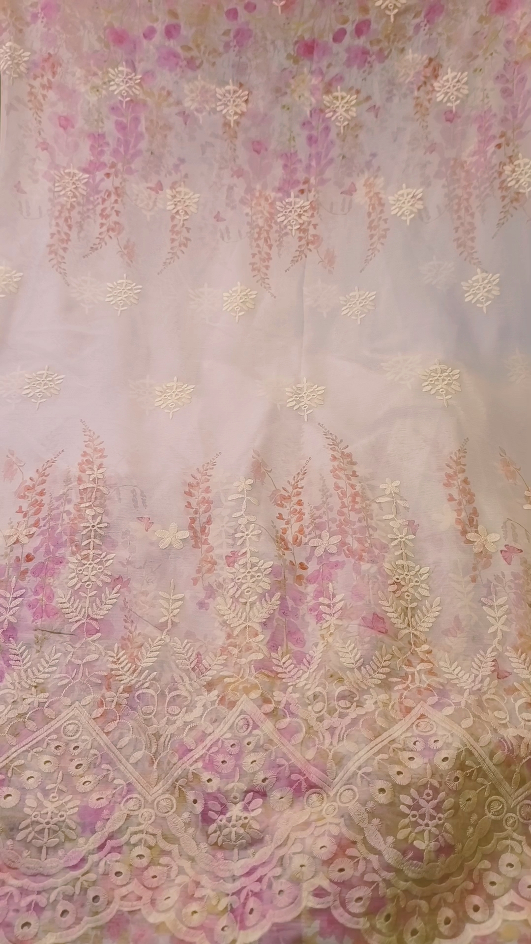 🥳 Sale Sale M-1212  Rs.1650  Imported High quality 3-D ChickenKari Embroidery in Pure Shaffon Stuff Shirt