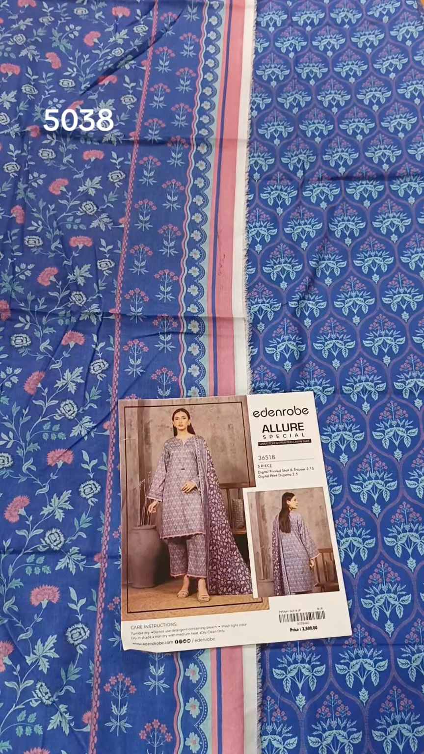 3pc .Sale Sale M-5038 Rs.2450 Branded (Edenrobe) 3pc Lawn suit with packing