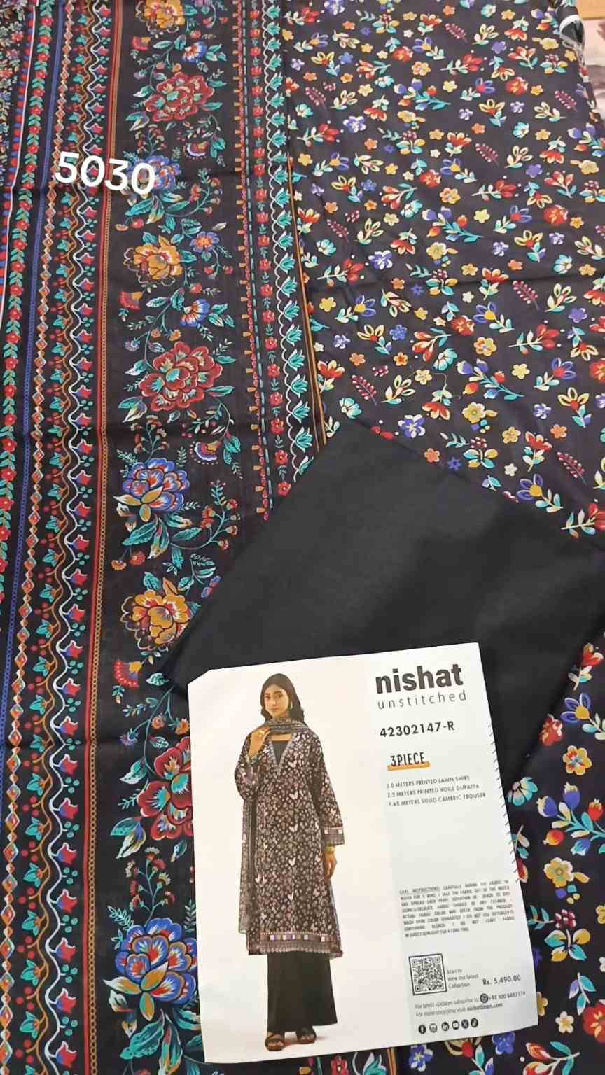 3pc .Sale Sale M-5030  Rs.2450 Branded (Nishat) 3pc Lawn suit with packing