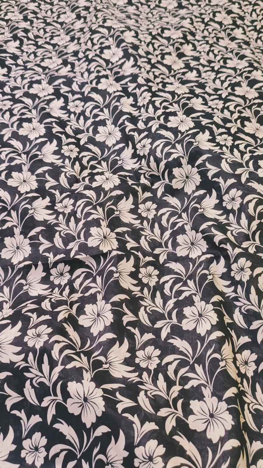 M-1945  Imported Digital (Jet Black & Pure White) Pure Summer ⛱️ Lawn Same print Shirt & Trzer 2pc