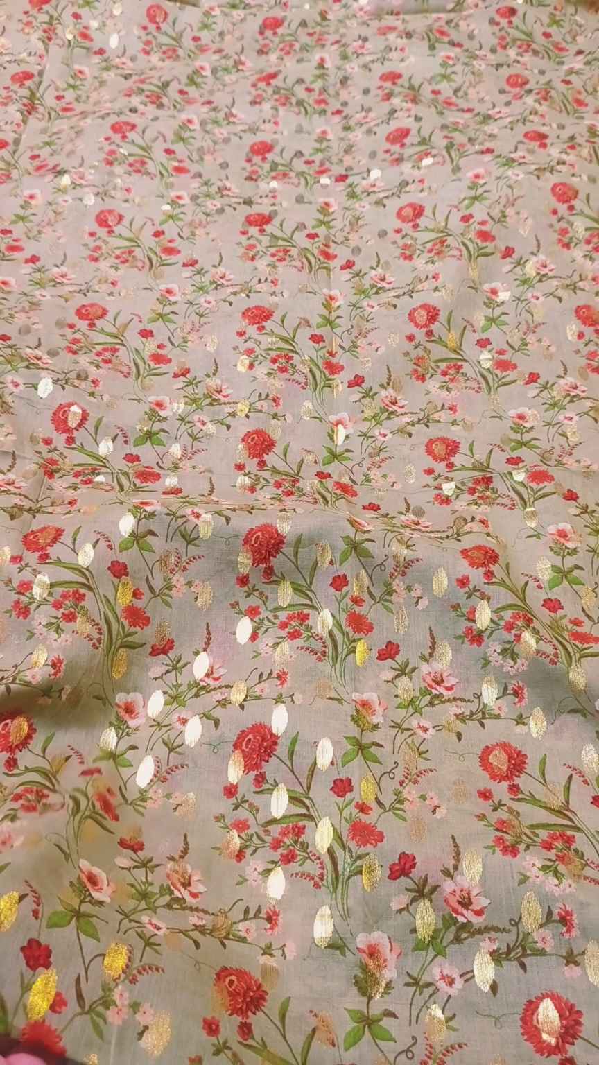 😱 Sale Sale M-2015   imported Luxury Digital Zaree Bunch Pure ⛱️ Summer Lawn Same print Shirt & Truzer 2pc
