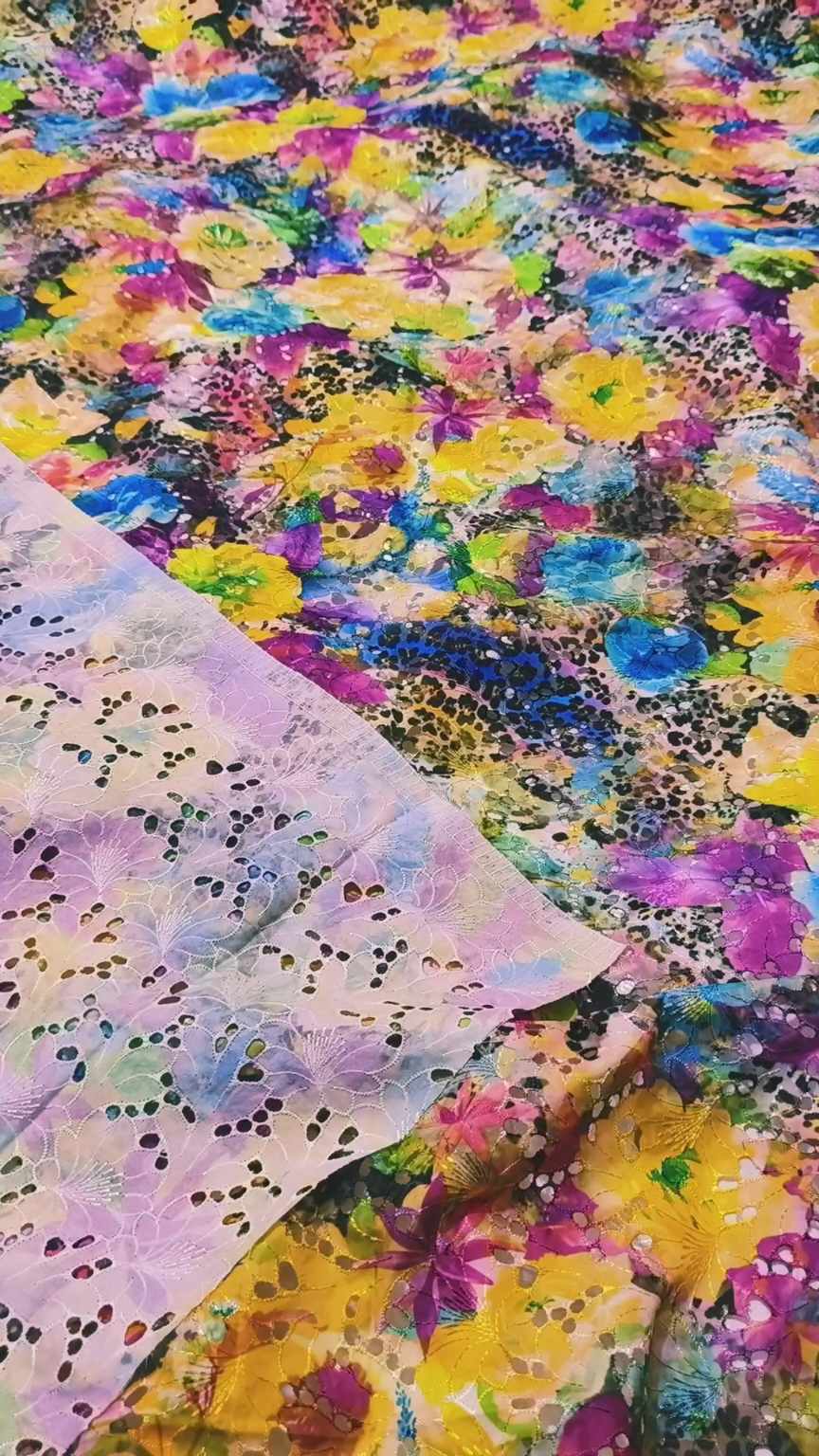 🥳 Sale Sale M-1985  Imported Shiffli Embroidery ChickenKari Pure Summer ⛱️ Luxury Lawn only Shirt