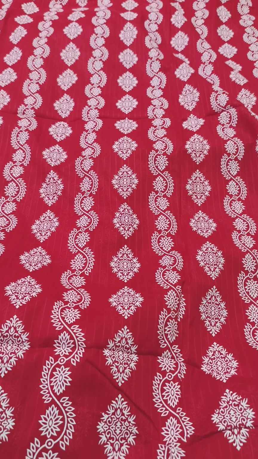 M-2049   Red Color Imported Digital 🧐 (check- base Lekar paint) design Bana Dorria Pure Summer ⛱️ Lawn Same print Shirt & Truzer 2pc