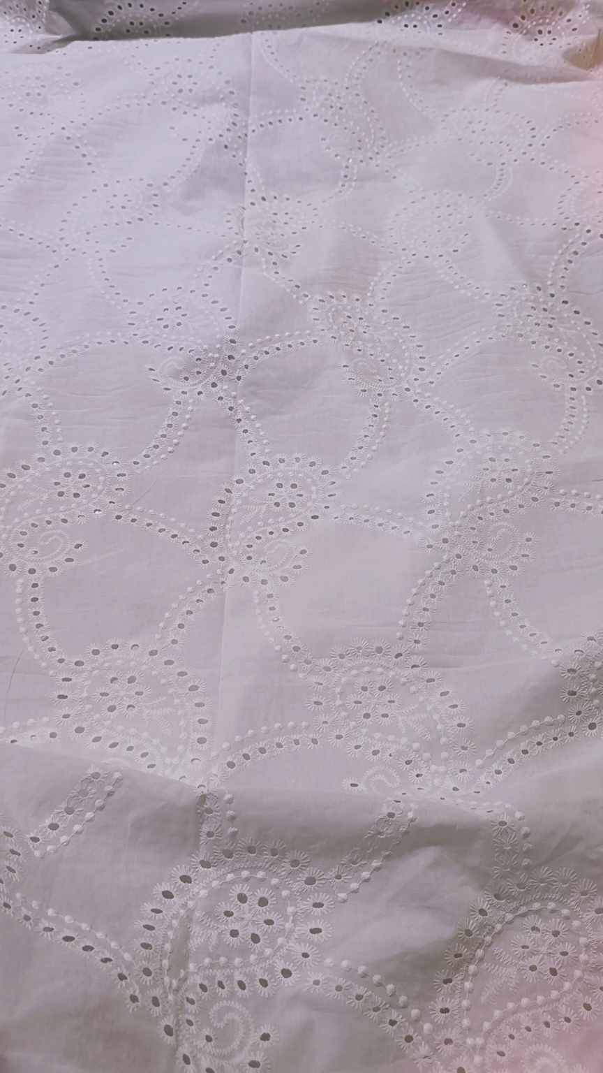 🥳 Sale Sale M-2079  White Color Imported Shiffli Embroidery ChickenKari Pure Summer ⛱️ Luxury Lawn only Shirt
