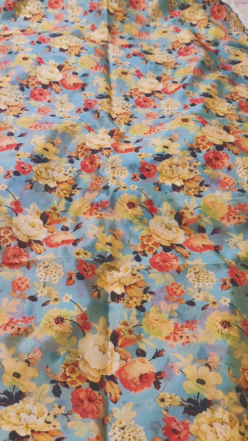 🥳 Sale Sale M-2133  Imported Luxury 3-D Pure Summer ⛱️ Silky  Lawn Same print Shirt & Trzer 2pc