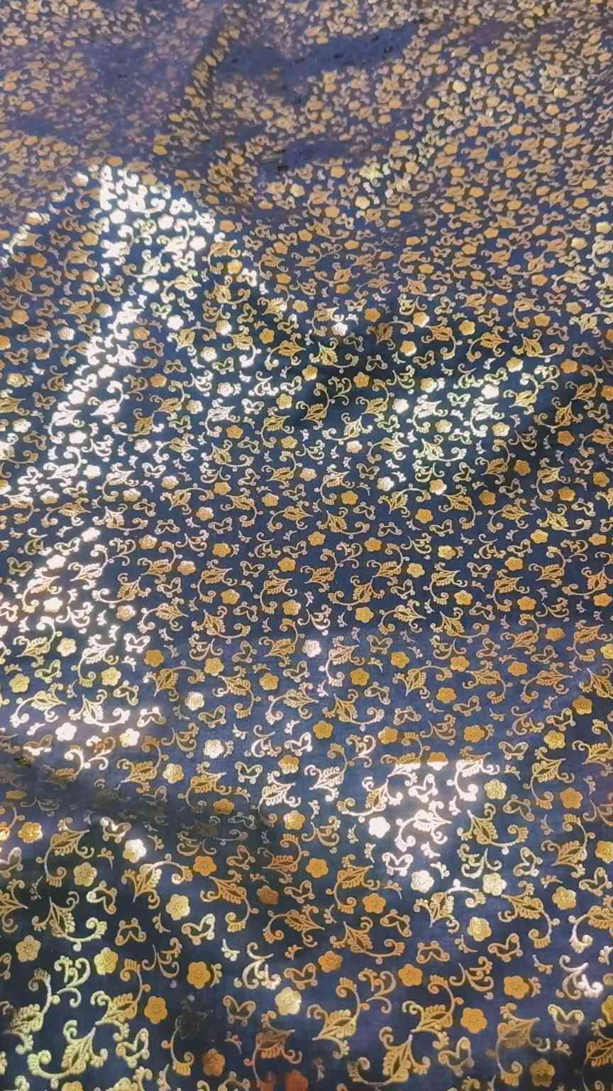 🥳 Sale Sale M-2251  Imported 3-D Banarsi Gold Pure Summer ⛱️ Lawn Same print Shirt & Truzer 2pc Pure jet Black Color