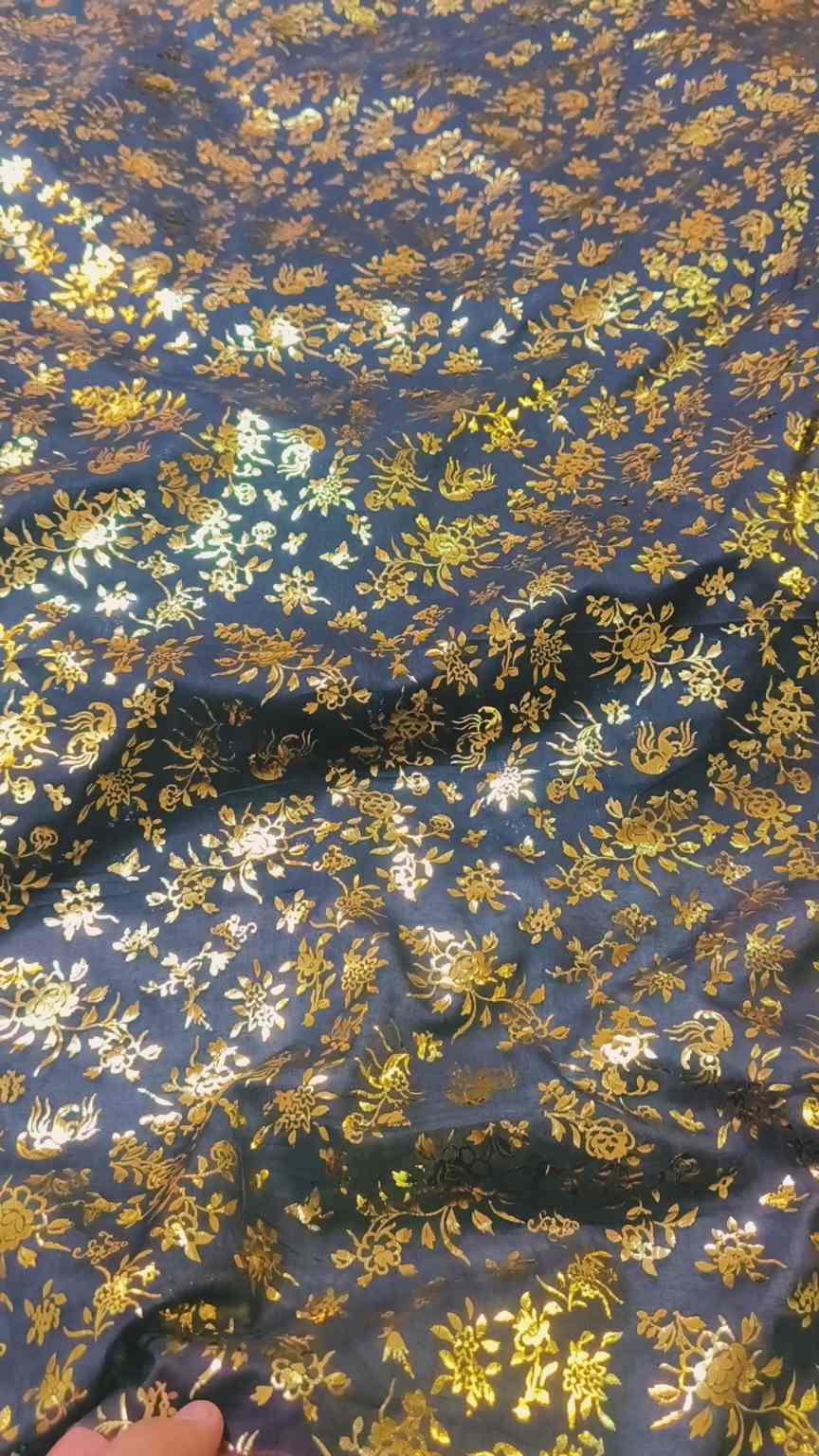 🥳 Sale Sale M-2248  Imported 3-D Banarsi Gold Pure Summer ⛱️ Lawn Same print Shirt & Truzer 2pc Pure jet Black Color