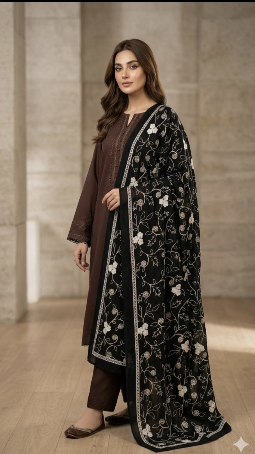 🥳🤷 Big Sale M-1249  Rs.1450  ( Dc Free)  Full jall Embroidery Chadder  in korean Georgette (2.5 Meter)