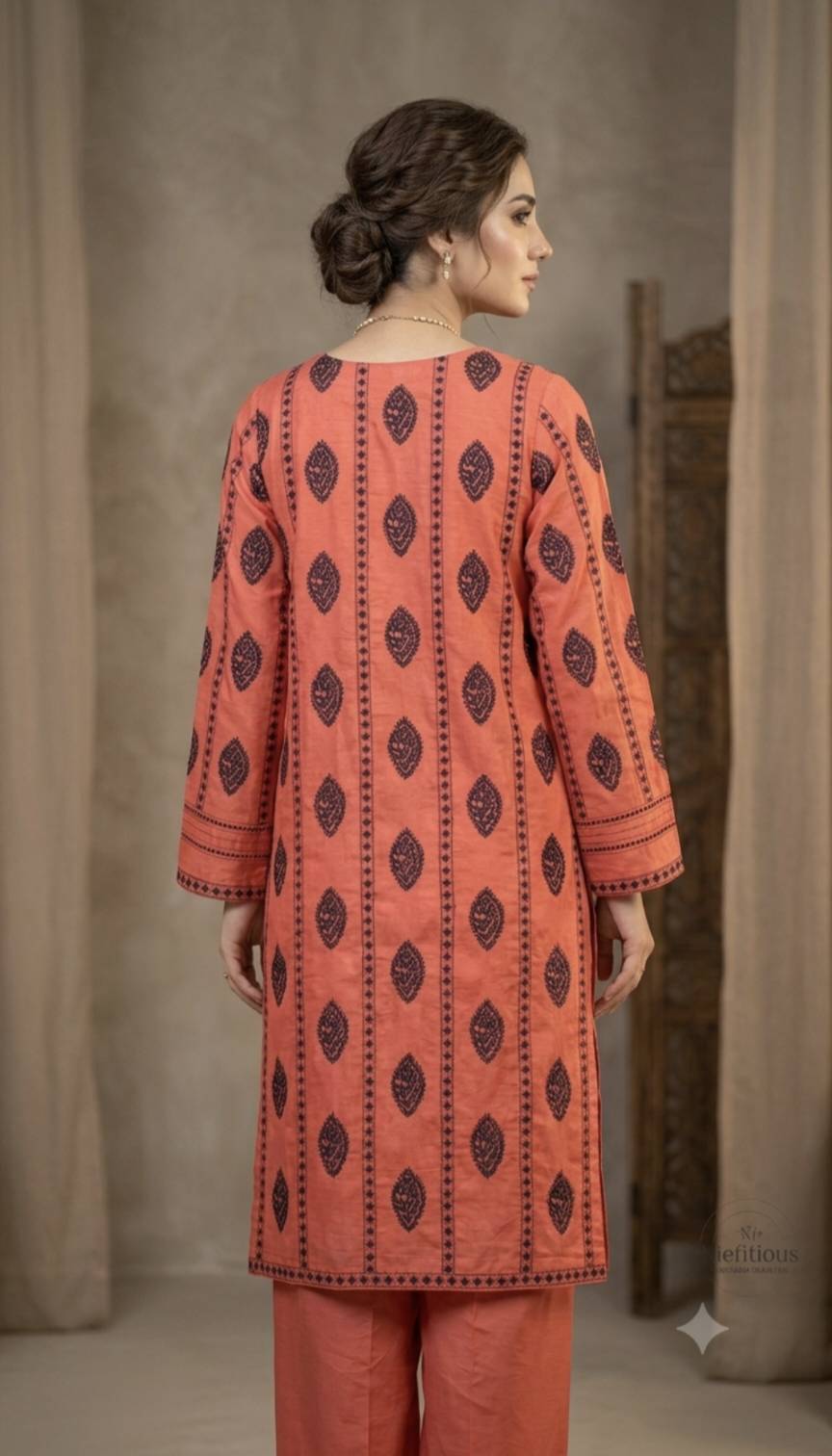 🥳 Big Sale M-15  Rs.1450 Imported High quality 3-D embroidery in Silky Summer Lawn Shirt