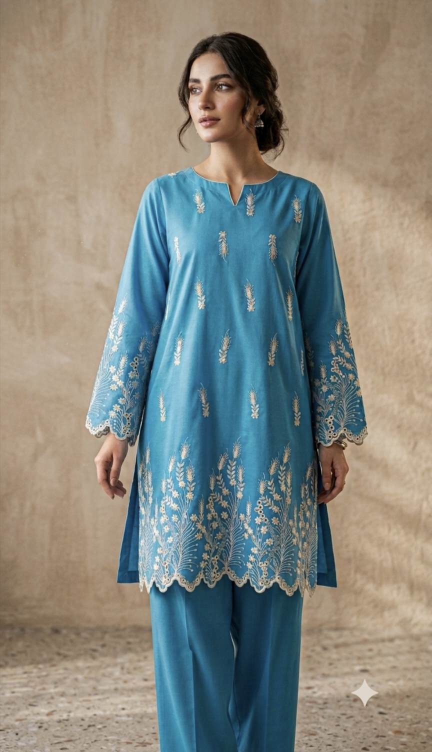 🥳Big Sale M-13  Rs.1450 Imported 3-D ChickenKari Embroidery Pure Summer Lawn Shirt