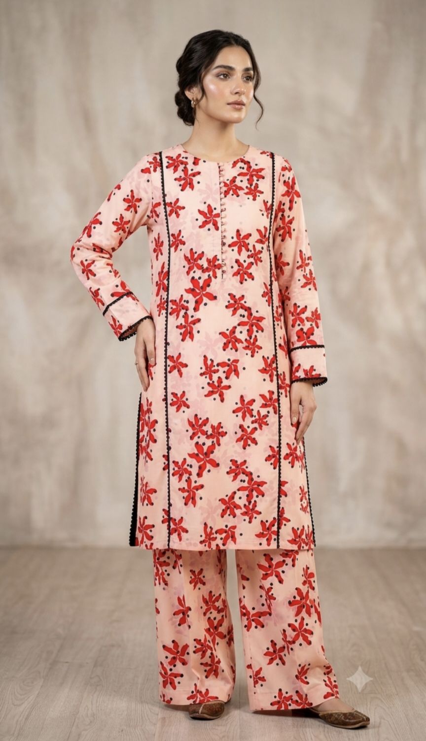 🥳 Sale Sale M-37  Rs.1290 Imported Digital Korean Georgette Same print Shirt & Truzer 2pc